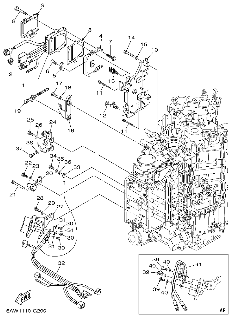 Yamaha F350AET, FL350AET ELECTRICAL 4 parts diagram